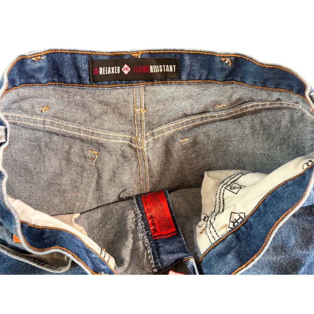 Wrangler FR Flame Resistant 3K Relaxed Jeans Men 33x32 (32x31) Blue Denim Cotton - Picture 4 of 7